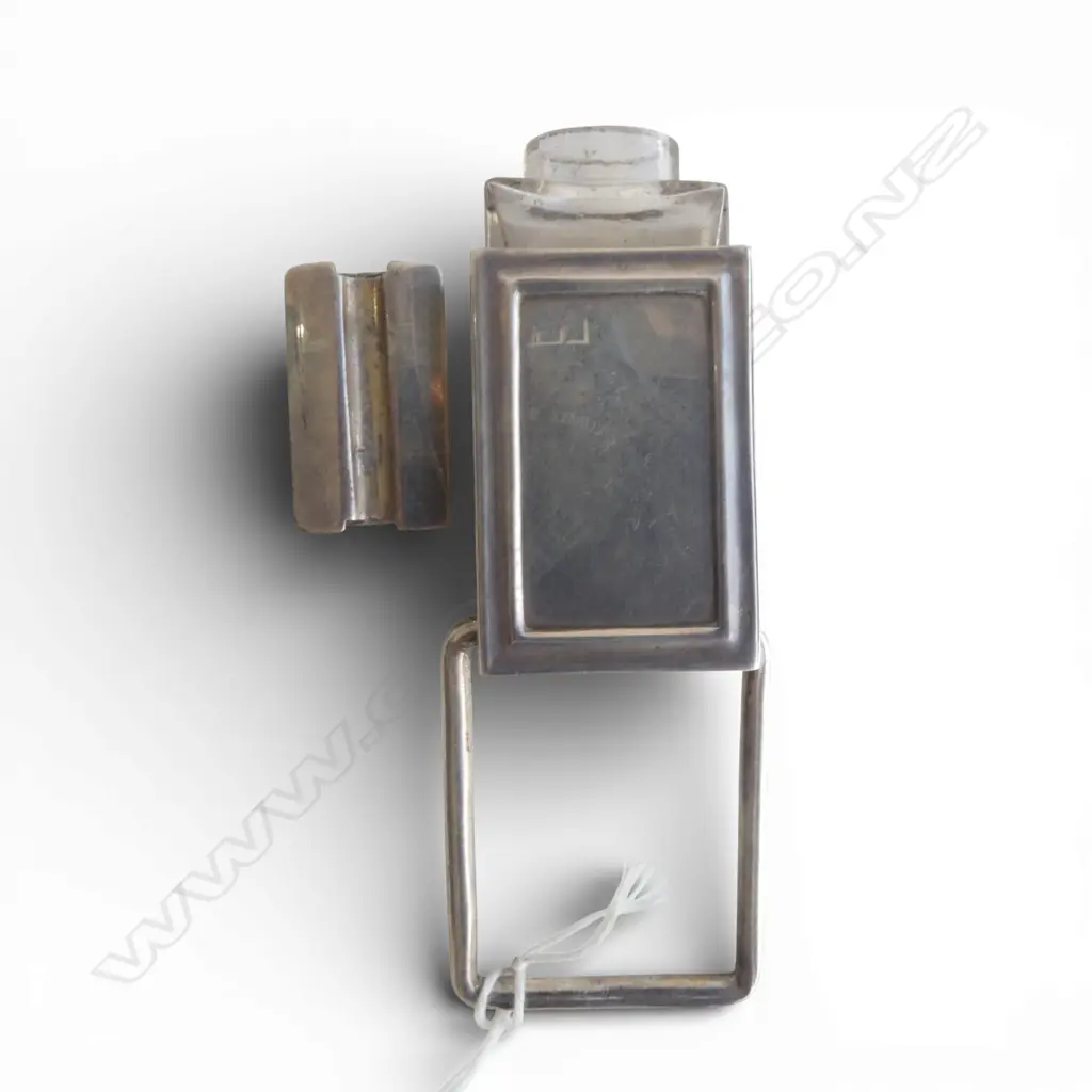 VINTAGE TRAVELLING SILVER PLATE INKWELL sprung pressure lid 50 x 40mm glass bottle inside Image 1++