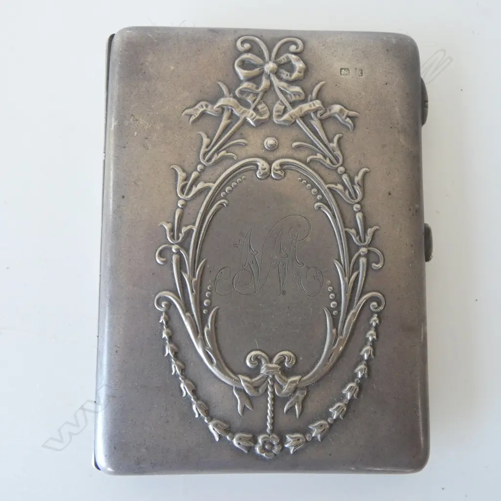 EARLY 20thC STG SILVER CARD CASE, HALLMARKS INDISTINCT, FITTED INTERIOR, 107gms Image 1++