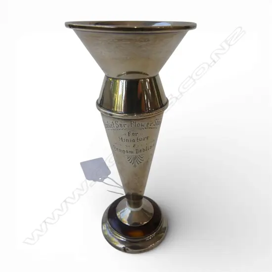 STG SILVER & TORTOISESHELL TROPHY VASE, B'HAM 1922 H.135mm WEIGHTED...