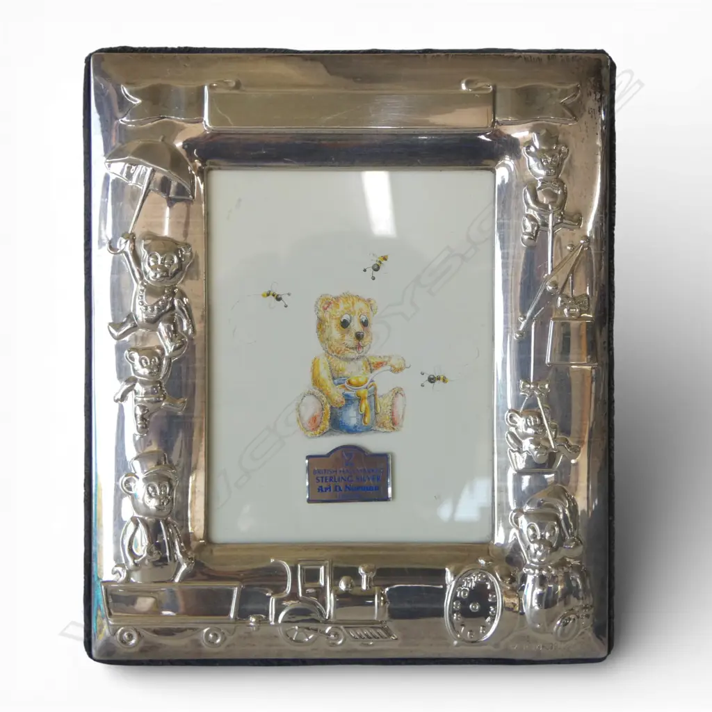 SILVER FACED TEDDY PHOTO FRAME, ENGLISH HALLMARKS, 253gms total weight, H.160 x 135mm Image 1++
