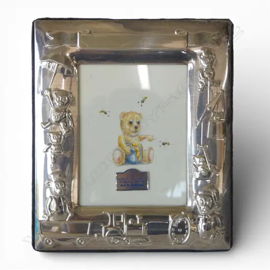 SILVER FACED TEDDY PHOTO FRAME, ENGLISH HALLMARKS, 253gms total weight, H.160 x 135mm