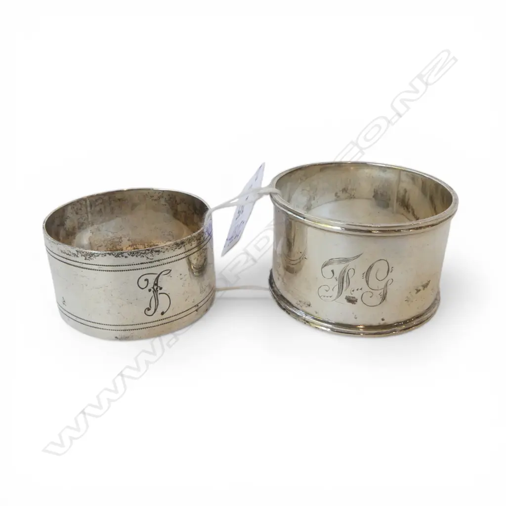 2 OLD STG SILVER NAPKIN RINGS 56gms Image 1++