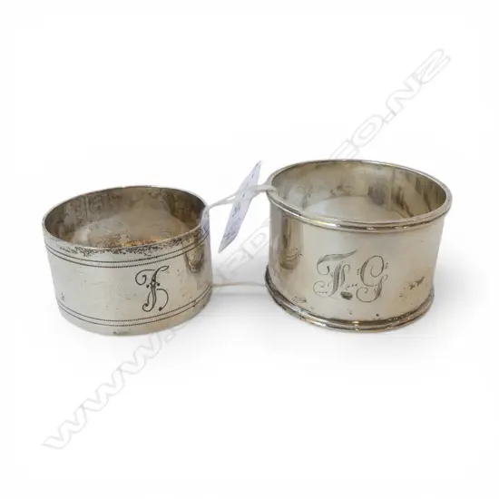 2 OLD STG SILVER NAPKIN RINGS 56gms