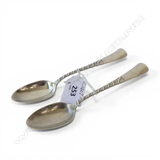 2 SILVER TEASPOONS, EUROPEAN MARKS, 51gm