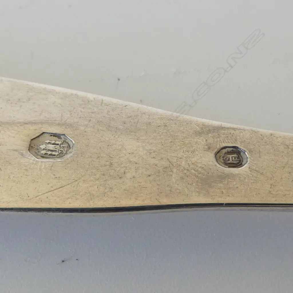 2 EARLY 20thC DANISH SILVER TABLE SPOONS L.210mm, 95gms Image 1++