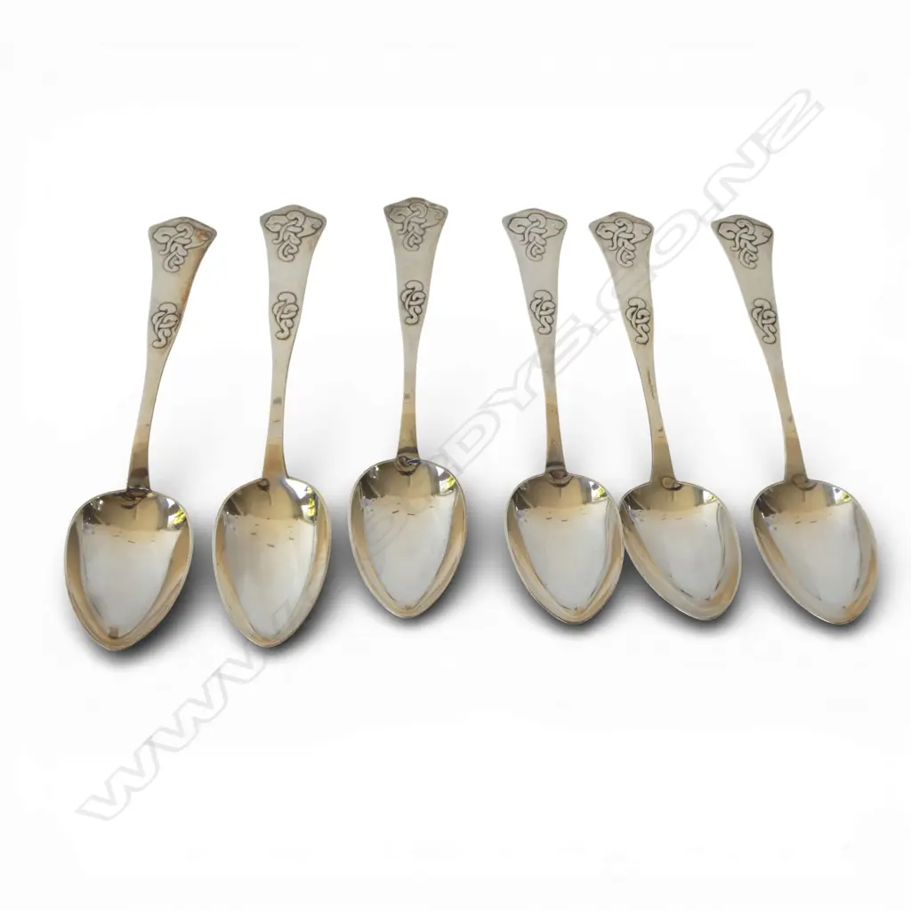 6 DANISH SILVER TABLE SPOONS, 1917 L.210mm 229gms Image 1++