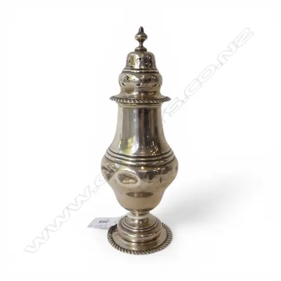 STG SILVER SUGAR CASTER, LONDON 1908, 193gms H.220mm dents to main body 