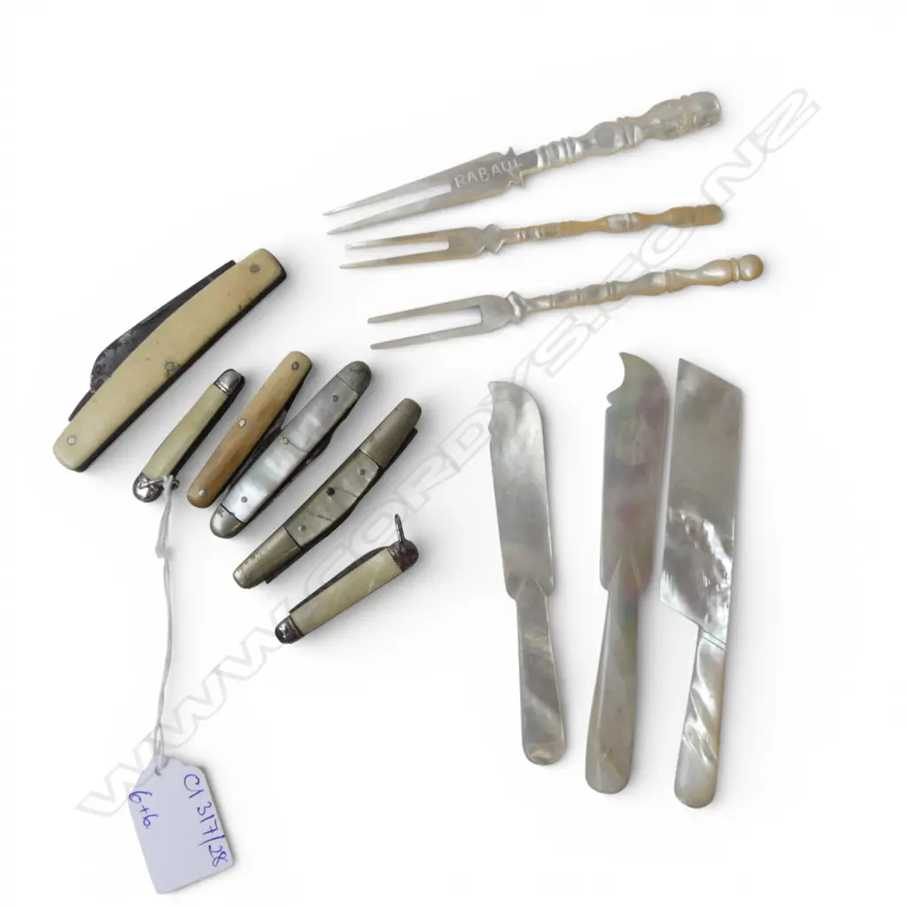 6 POCKET KNIVES + 6 PCES MoP CUTLERY Image 1++