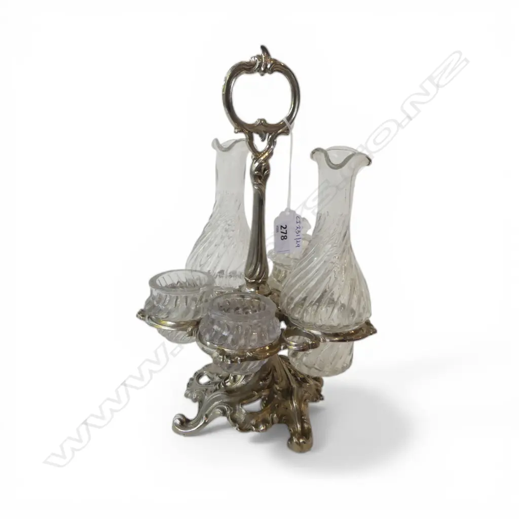 FRENCH EP & GLASS  REVOLVING CRUET SET H290MM Image 1++