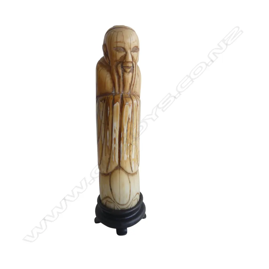 OLD MARINE IVORY CHINESE STANDING DEITY FIGURE H.125mm Image 1++