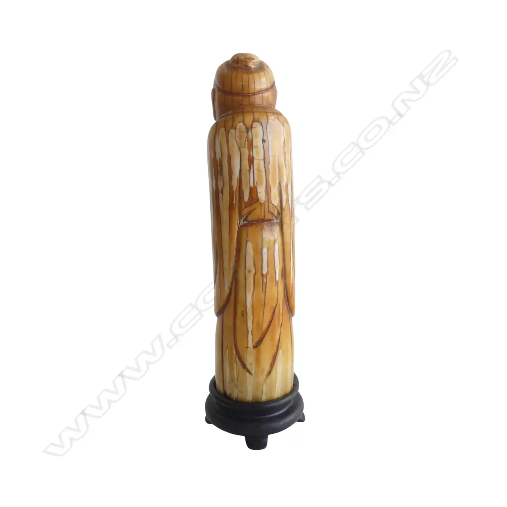 OLD MARINE IVORY CHINESE STANDING DEITY FIGURE H.125mm Image 1++