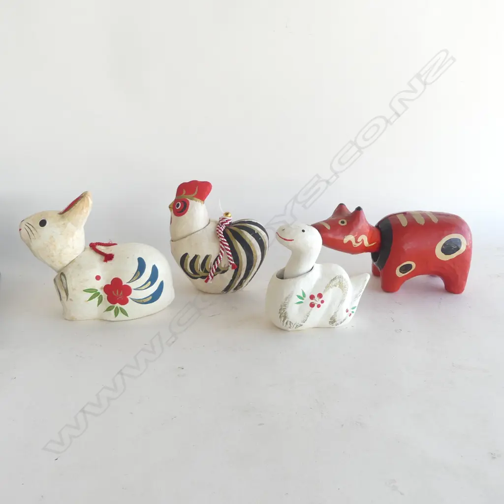 4 VINTAGE JAPANESE BOBBLE HEAD ANIMALS, L.230 x 110mm largest Image 1++