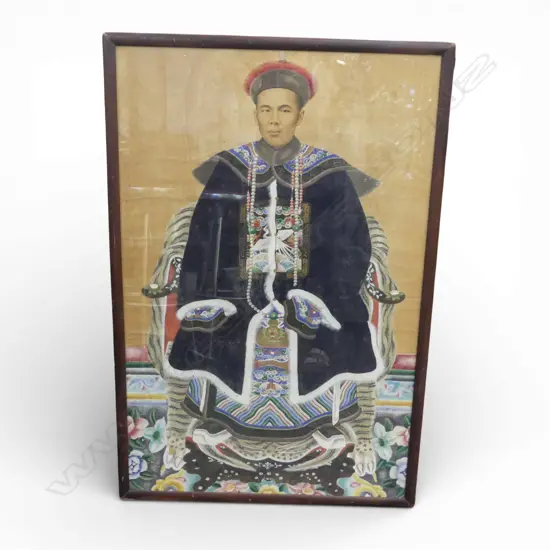 A CHINESE ANCESTOR PORTRAIT OF A MALE FIGURE, GOUACHE ON PAPER, 1000 x 650mm