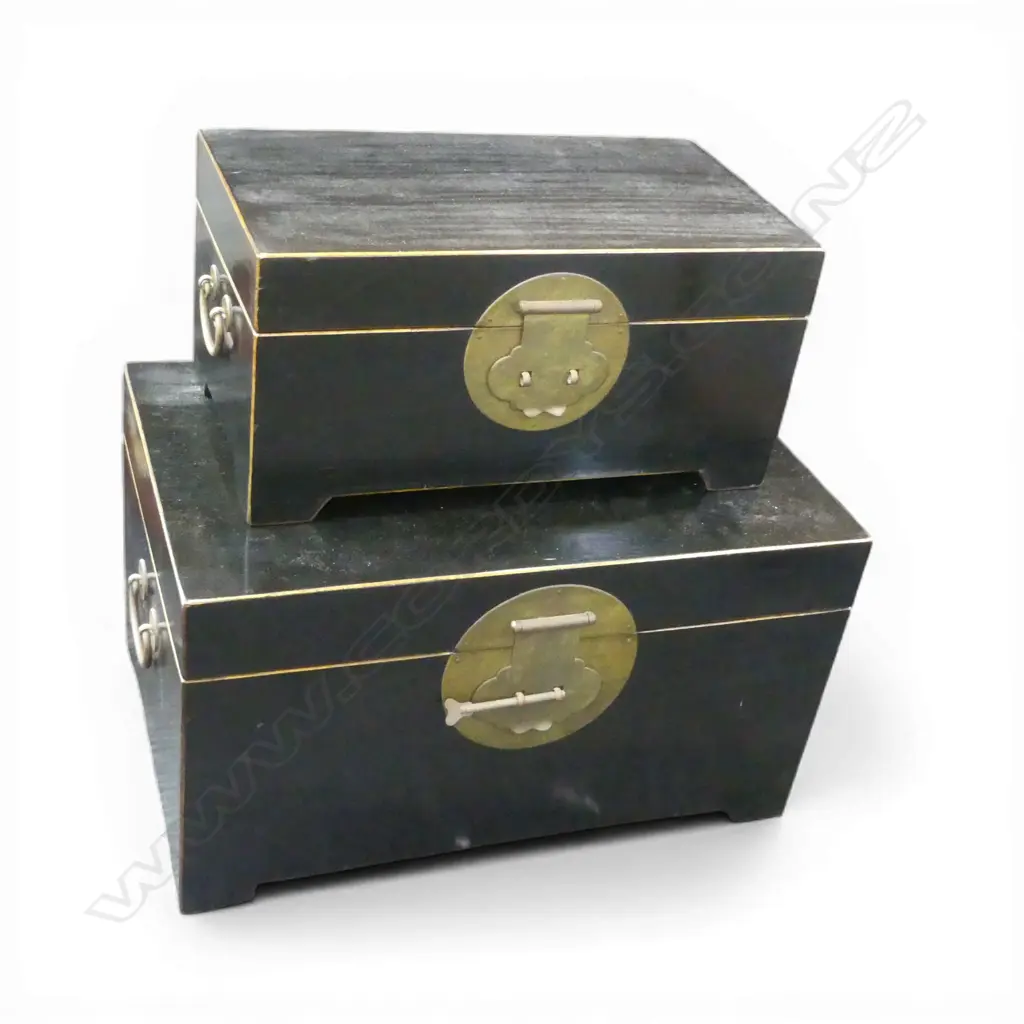 2 ORIENTAL EBONISED BOXES W.515, 405mm Image 1++