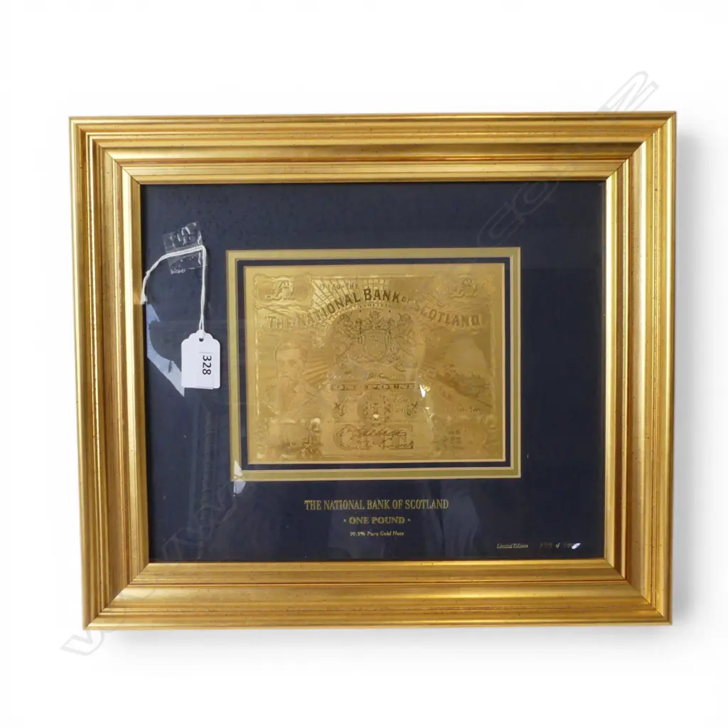 THE NATIONAL BANK OF SCOTLAND 99.9% PURE GOLD NOTE, FRAMED 359/7500 120x160mm Image 1++