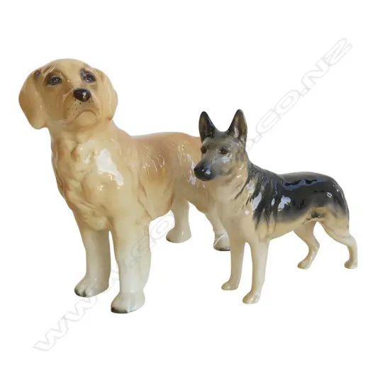 BESWICK CHINA ALSATION H140MM & COOPERCRAFT LABRADOR H170MM