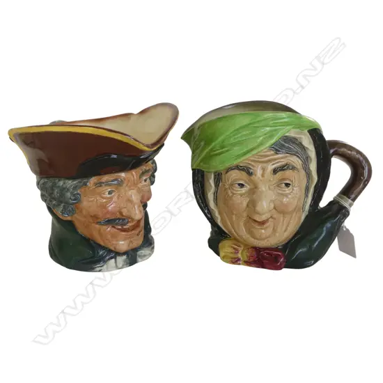 2 LARGE SIZE R/DOULTON CHARACTER JUGS DICK TURPIN & SAIRY CAMP H160MM