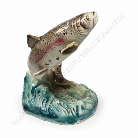 TITIAN STUDIO (1957-67) LEAPING BROWN TROUT FIGURINE, H.180 x 140mm, repair to fin