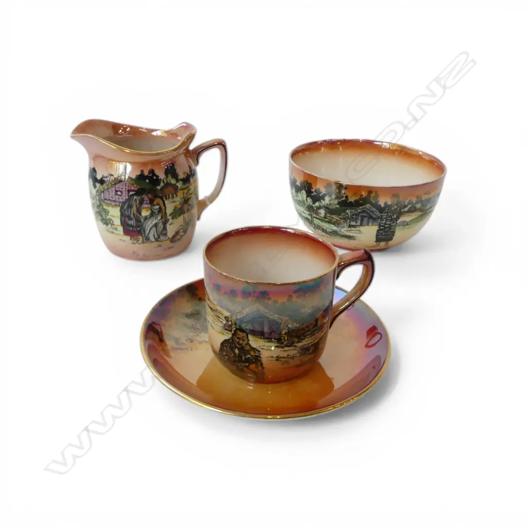 GRIMWADES 'MAORI WARE' MILK JUG, SUGAR BOWL, CUP/SAUCER Image 1++