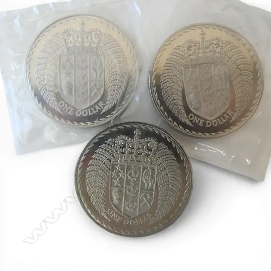 3 N.Z. $1 COINS 1973, 1975 & 1976