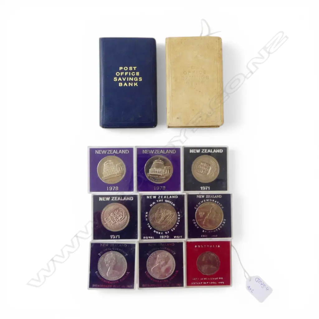 9 CASED COMM. COINS + 2 POST OFFICE SAVINGS BANKS  Image 1++