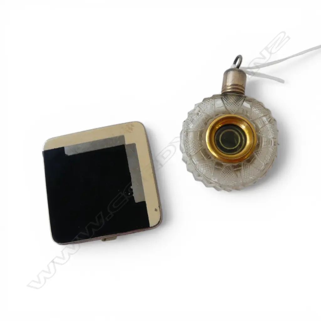 ART DECO COMPACT, GEORGIAN CRYSTAL SPYGLASS SCENT BOTTLE H.65mm Image 1++