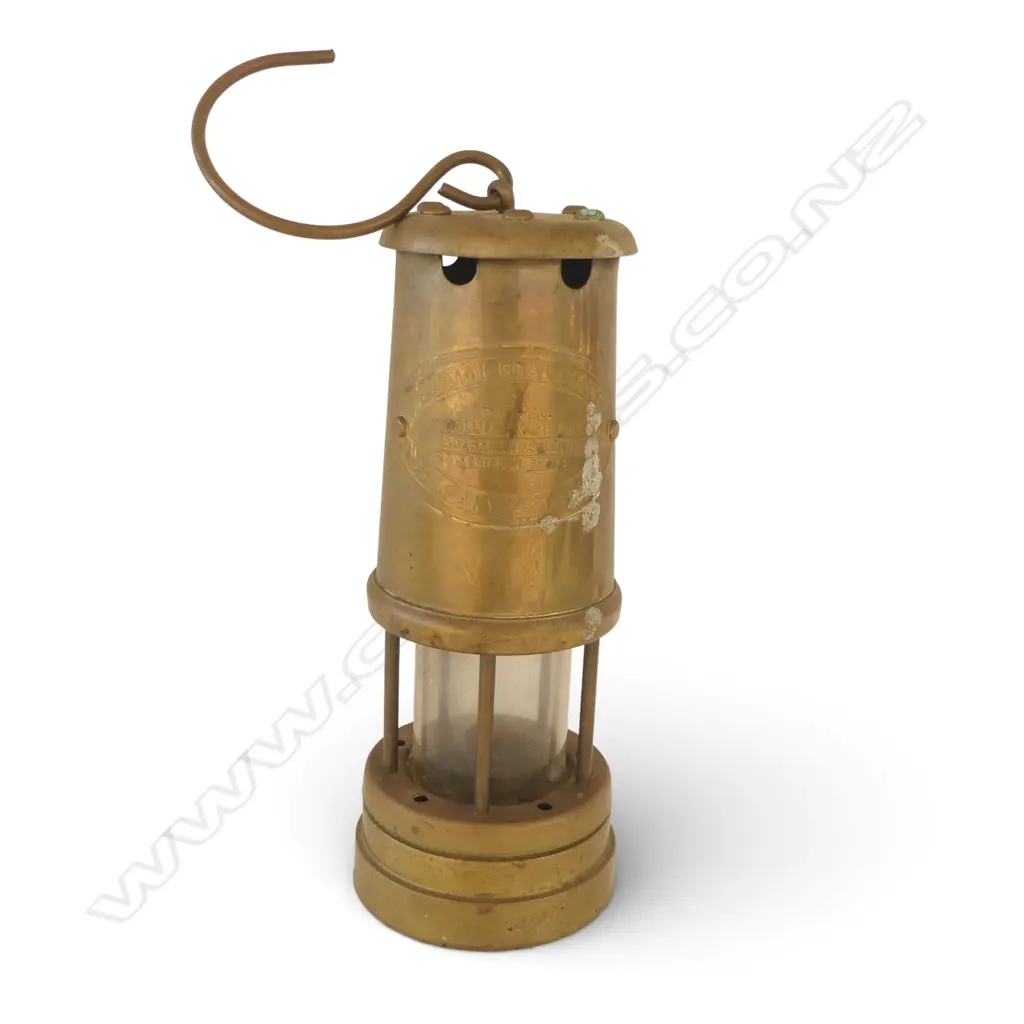 BRASS 'BRITISH COAL MINING ' LAMP H.220mm suspension hook to top Image 1++