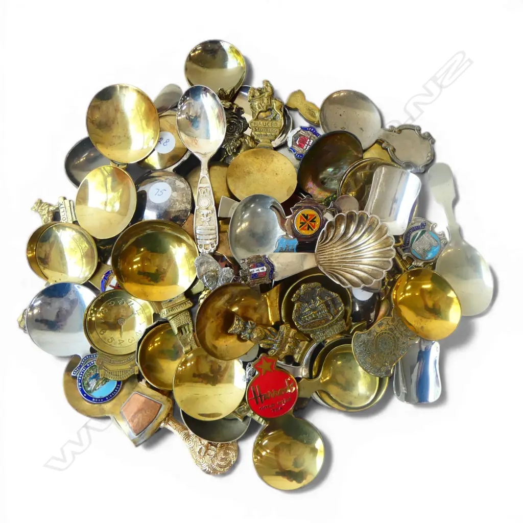COLLECTION OF ASST. 20thC TEA CADDY SOUVENIR SPOONS Incl. New Zealand  Image 1++