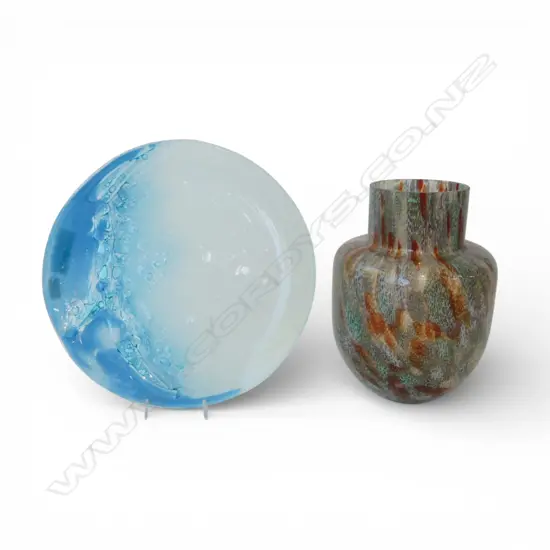 ART GLASS VASE + PLATTER 