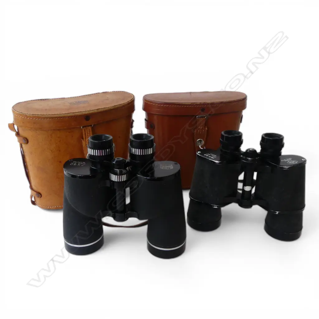 2 CASED VINTAGE PRS OF BINOCULARS  Image 1++