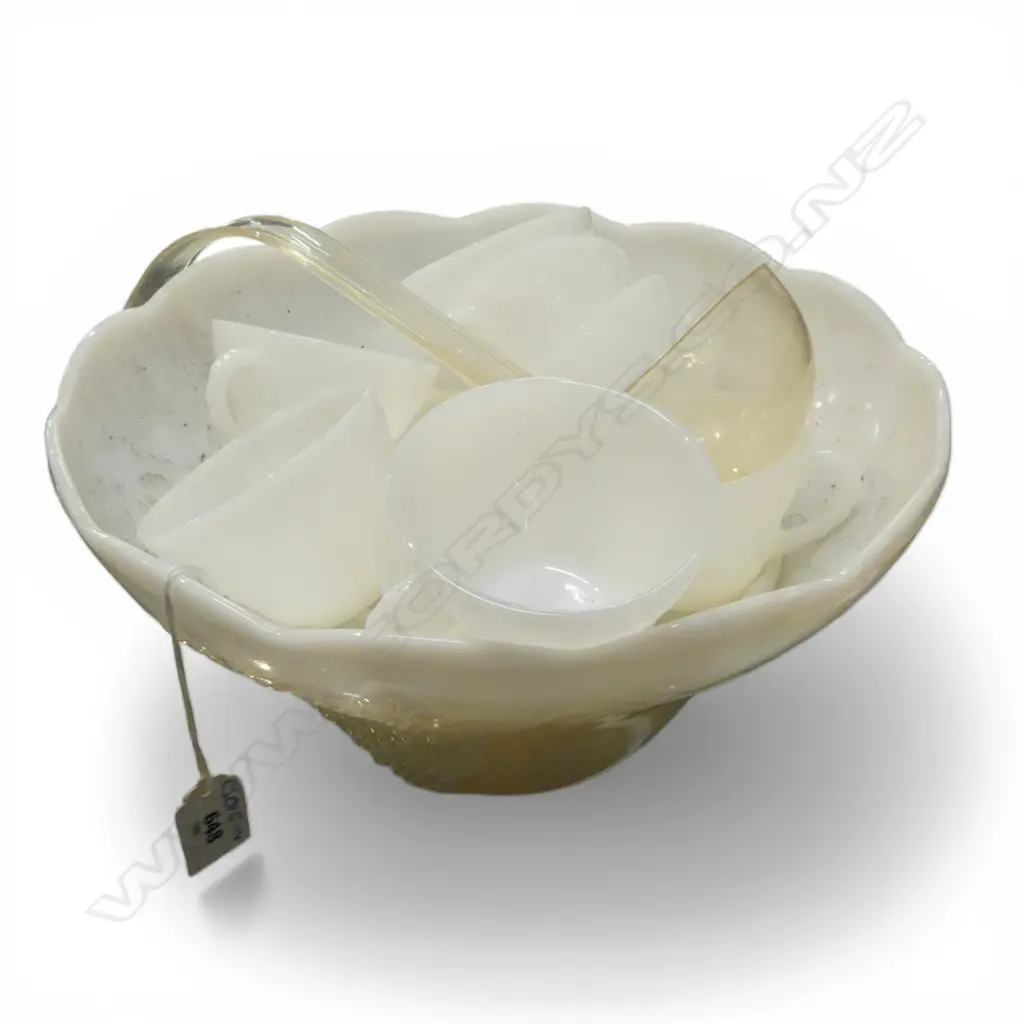 MILK GLASS PUNCH SET  Image 1++