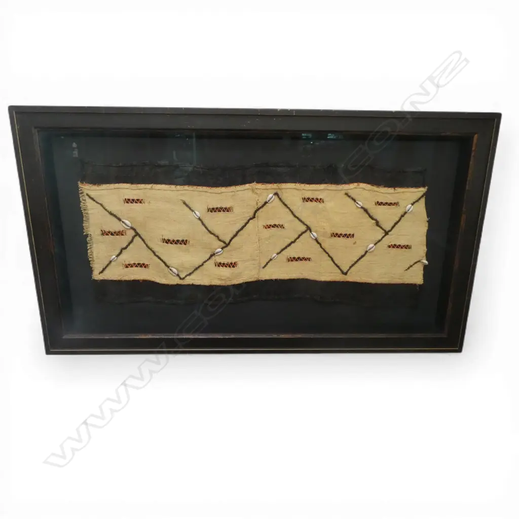 FRAMED AFRICAN KUBA CLOTH 310x700mm approx. Image 1++