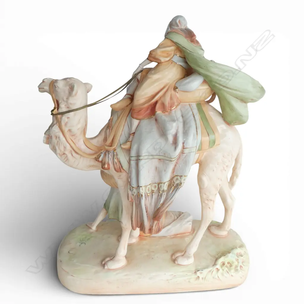 LG ROYAL DUX FIGURE GROUP; BEDOUIN ARAB ON CAMEL 450x210x530mm Image 1++