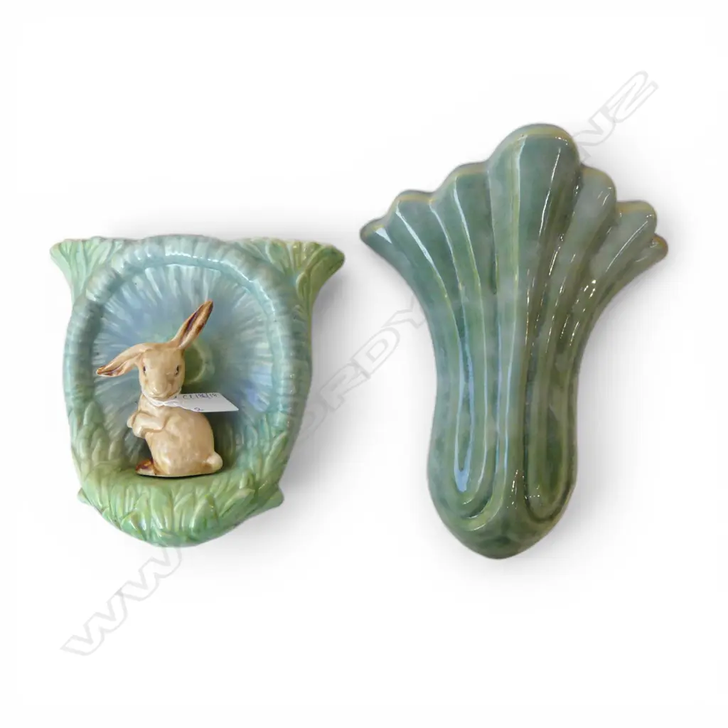 2 WALL VASES; SYLVAC w. BUNNY RABBIT H.175mm,OTHER H.275mm Image 1++