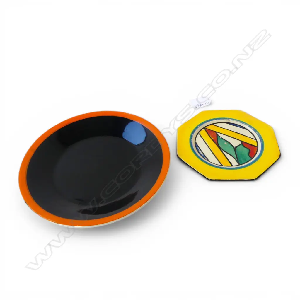 2 CLARICE CLIFF PLATES 210mm dia & OCTAGONAL 145mm dia Image 1++