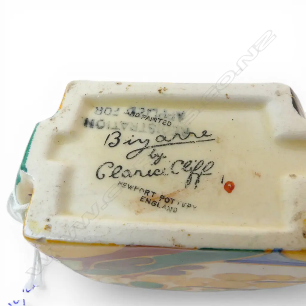 CLARICE CLIFF BIZARRE MILK JUG & SUGAR BOWL H.65mm Image 1++