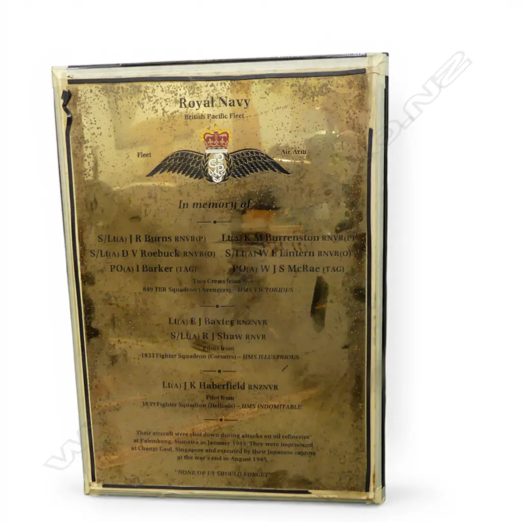 ROYAL NAVY BRITISH PACIFIC FLEET MEMORIAL PLAQUE 630x530mm Image 1++
