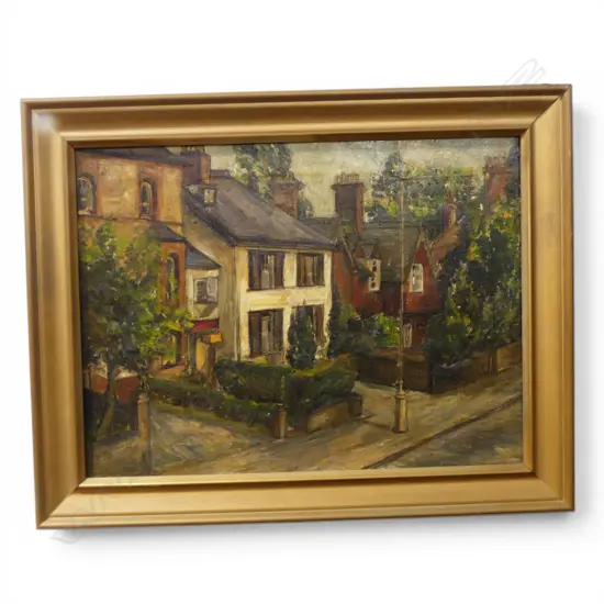 ARTIST UNKNOWN, ENGLISH? STREET SCENE, OIL ON CANVAS 295x395mm