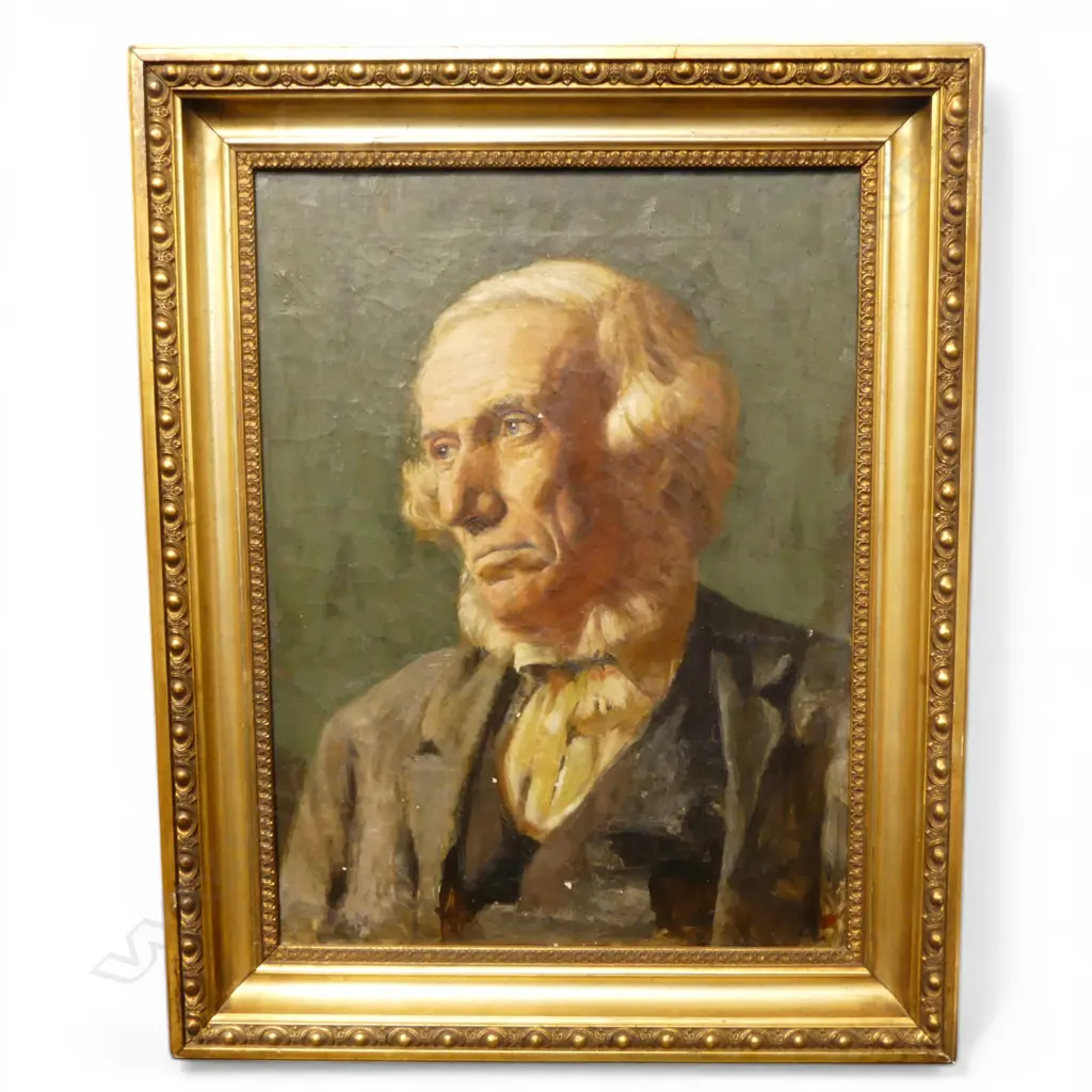ARTIST UNKNOWN, late 19thC PORTRAIT OF A GENTLEMAN, OIL ON CANVAS 500x375mm minor losses Image 1++