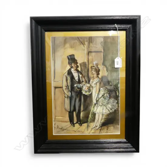 FRAMED PASTEL WORK, SIGNATURE INDISTINCT, DATED 1821, 345x235mmmm