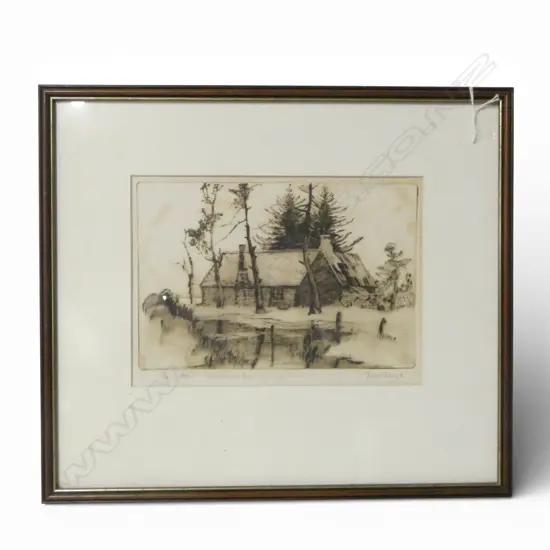 ETCHING THE OLD MISSION HOUSE  SIGNED TREVER LLOYD H180 W240MM