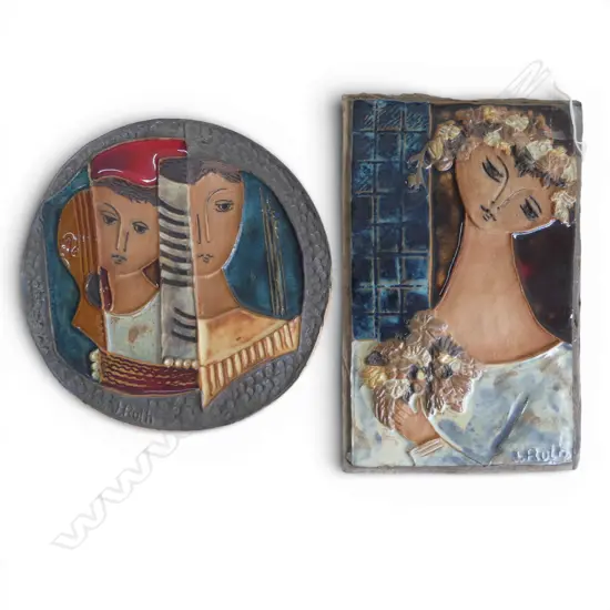 2 J. RUTH CERAMIC TILES 265x170mm, 225mm dia