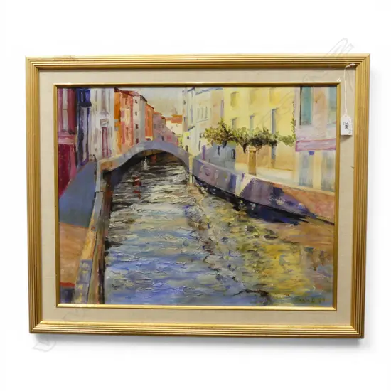 NEALE BEARDEN, CANAL SCENE, OIL ON CANVAS, SIGNED & DATED '89 395x500mm