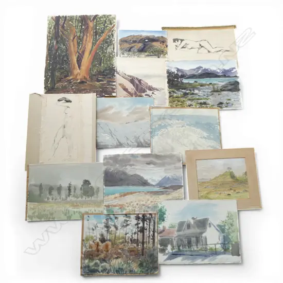 STEWART MCLENNAN, DOROTHY MCLENNAN AND OTHERS, 13 UNFRAMED WATERCOLOURS (LANDSCAPES AND NUDE STUDES)  VARIOUS SIZES