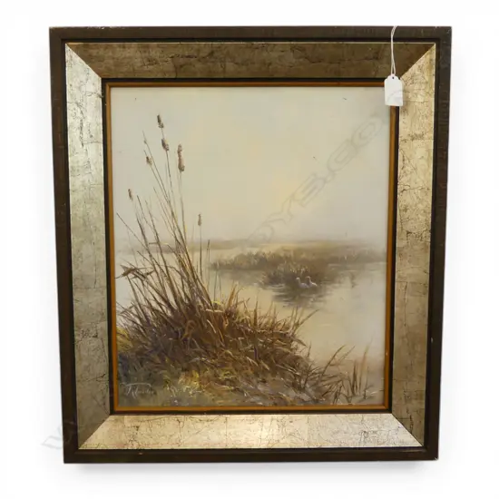 RICHARD PONDER OIL 'REEDS' singed. Entitled verso. 400 x 345mm