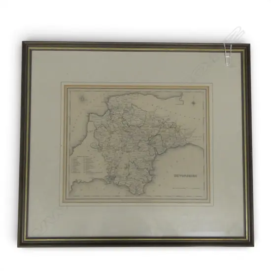 FRAMED VINTAGE MAP OF DEVONSHIRE H240 W300MM