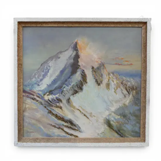 RANDOLPH BEZZANT HOLMES (1888-1973) 'DHAULAGIRI, NEPAL' OIL ON BOARD 390x420mm