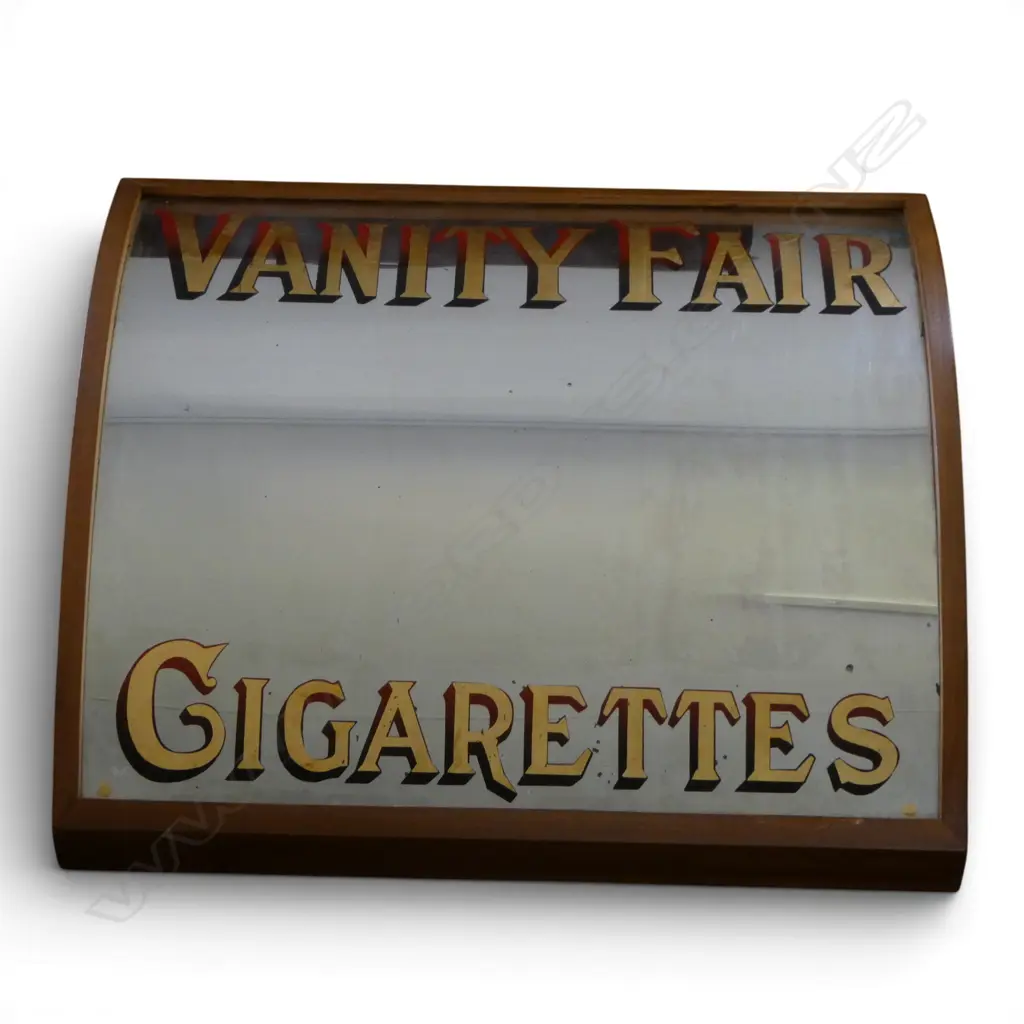 ANTIQUE CONVEX SHOP MIRROR 'VANITY FAIR CIGARETTES' 535x130x500mm Image 1++