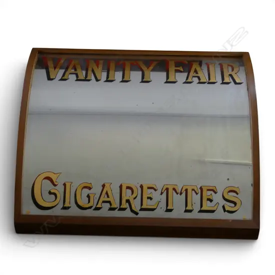 ANTIQUE CONVEX SHOP MIRROR 'VANITY FAIR CIGARETTES' 535x130x500mm
