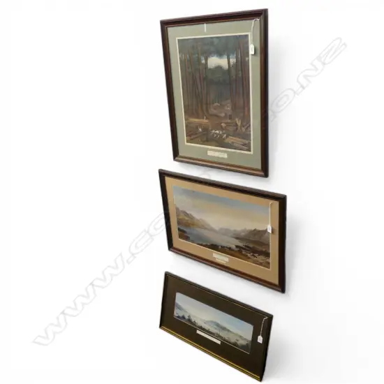 THREE HISTORICAL PRINTS, CHARLES HEAPHY 'KAURI FOREST, WAIROA RIVER, JOHN GULLY 'LAKE PUKAKI' , 'WELLINGTON HARBOUR'